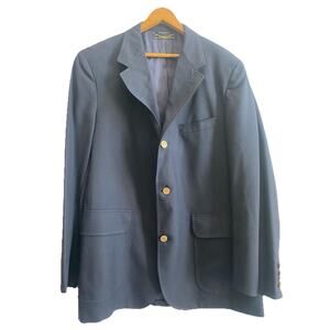 BROOKS BROTHERS Navy Blue Gold Button Sport Coat Suit Blazer 44L Wool Made USA